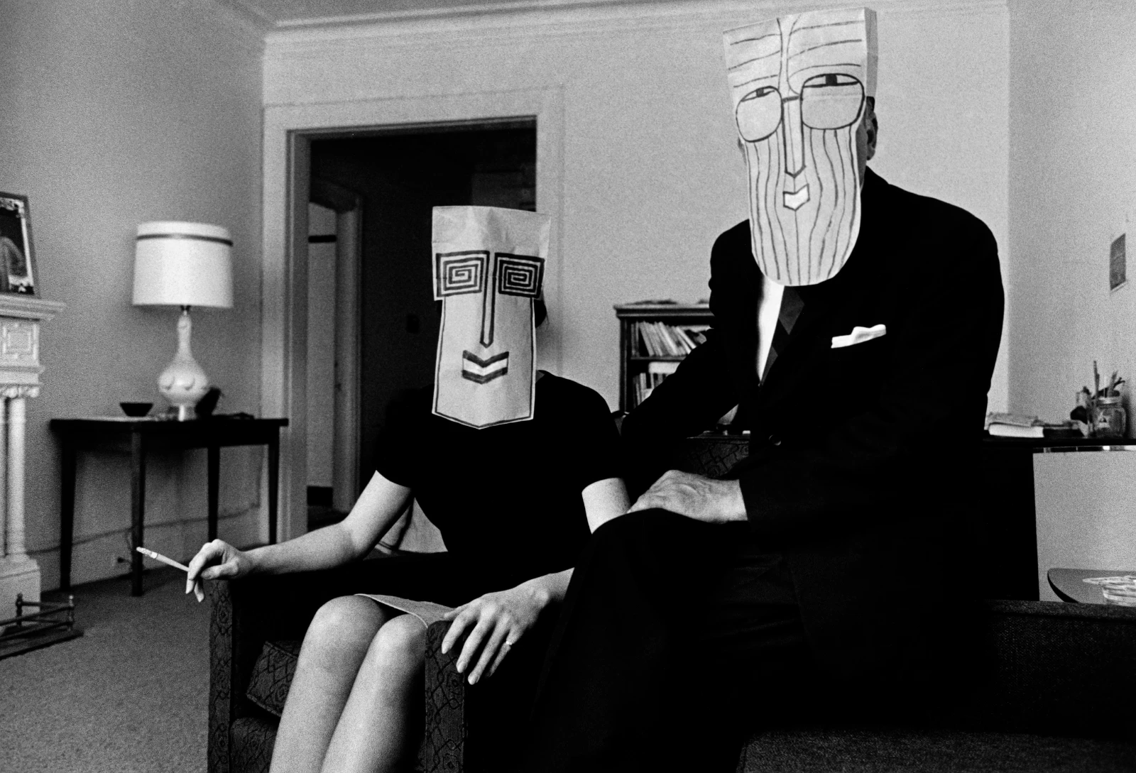 Mask series collaboration with Saul Steinberg in New York by Inge Morath